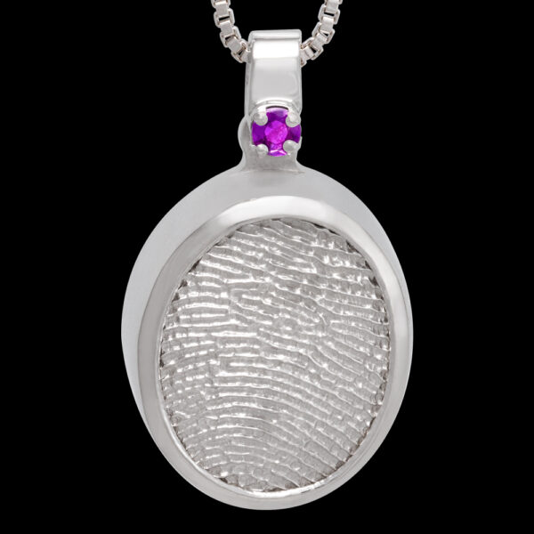 Silver Cremation Pendant with Birthstone and Chain (#104)