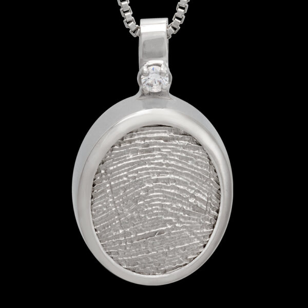 Silver Cremation Pendant with Diamond and Chain (#106)