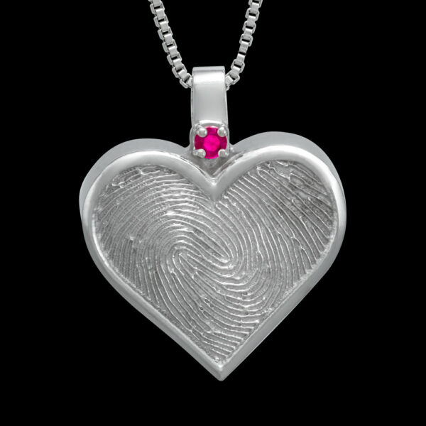 Silver Heart Cremation Pendant with Birthstone and Chain (#114)