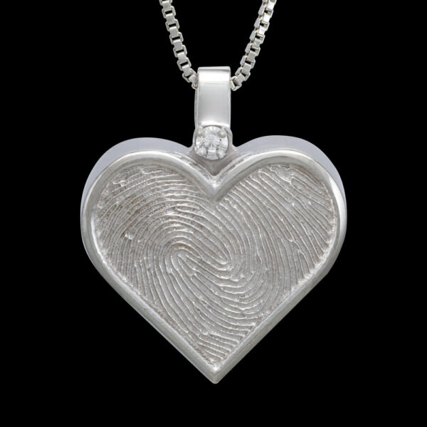 Silver Heart Cremation Pendant with Diamond and Chain (#116)