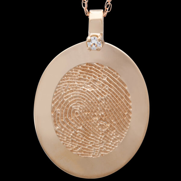 Large Gold Rimmed Pendant with Diamond and Chain (#26LR)