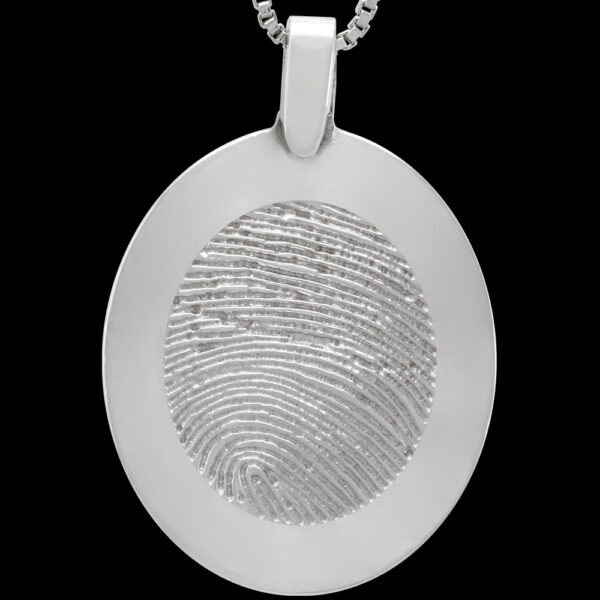 Large Silver Rimmed Pendant with Chain (#12LR)