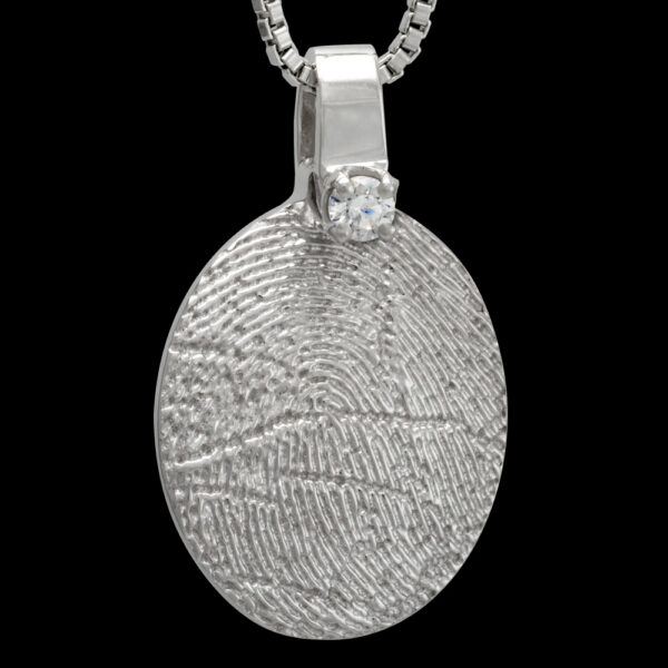 .Small Silver Pendant with Diamond and Chain (#16)