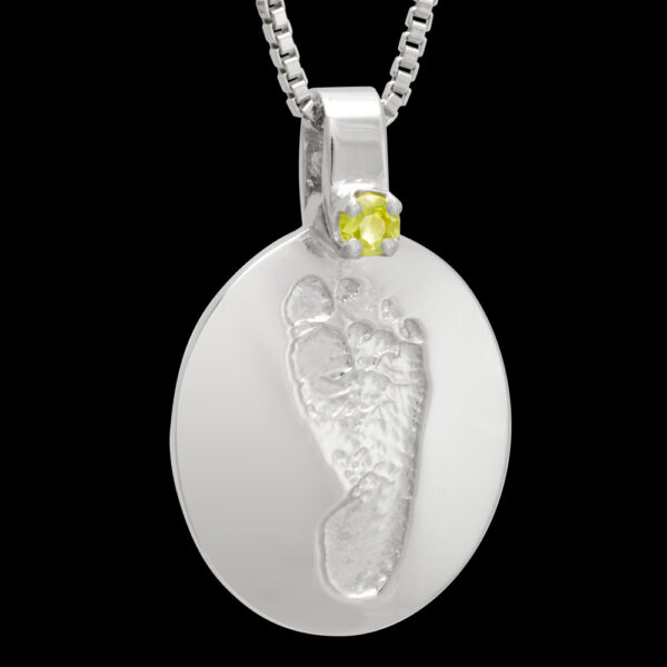 .Small Silver Pendant with Birthstone and Chain [Child] (#14)