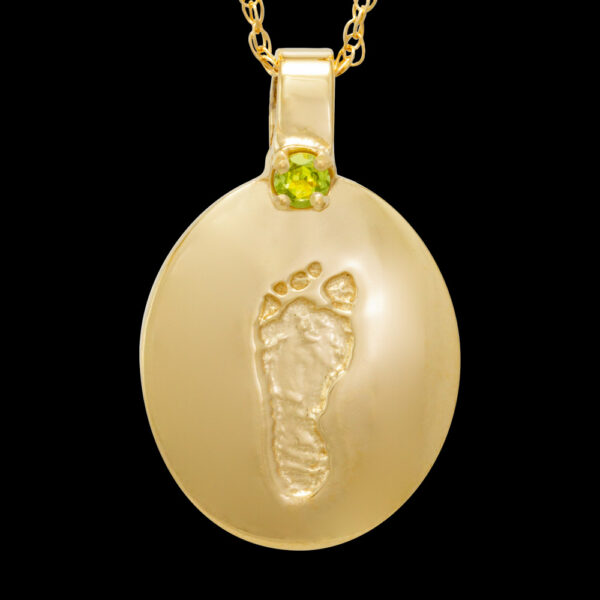 .Small Gold Pendant with Birthstone and Chain [Child] (#24)