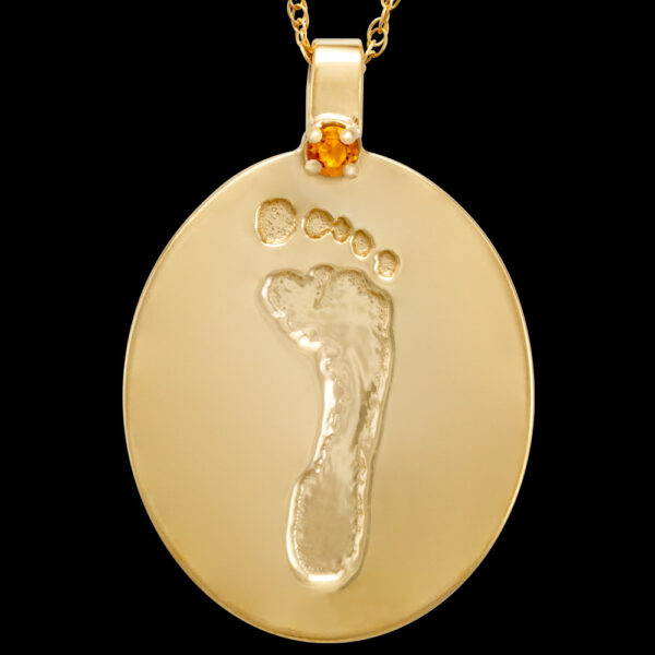 Large Gold Pendant with Birthstone and Chain [Child] (#24L)