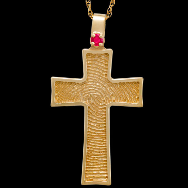 Gold Cross Pendant with Birthstone and Chain (#254)