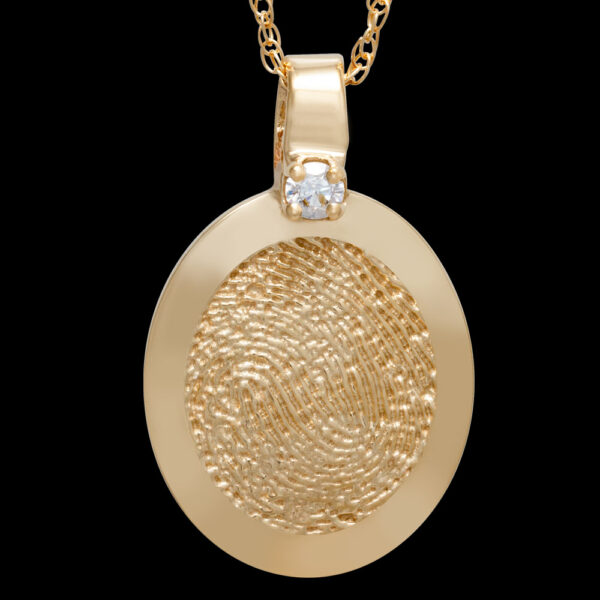 .Small Gold Rimmed Pendant with Diamond and Chain (#26R)