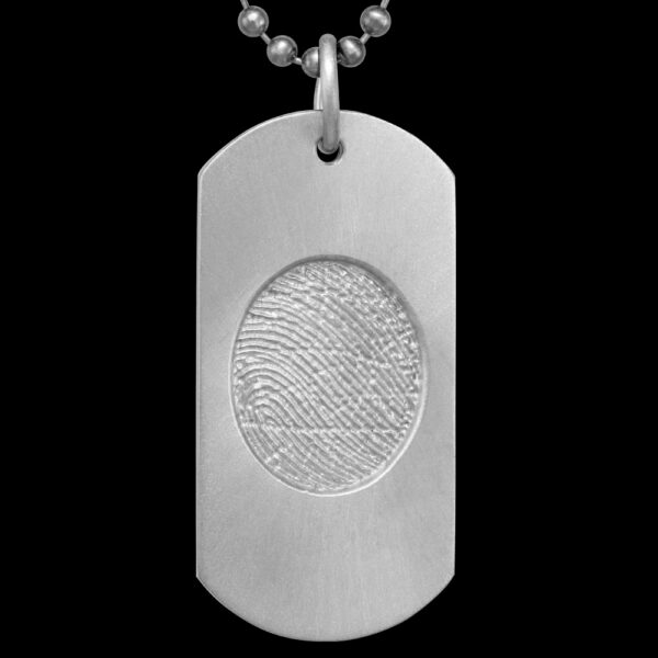 Silver DogTag with 30 Inch Stainless Steel Beaded Chain (#55)