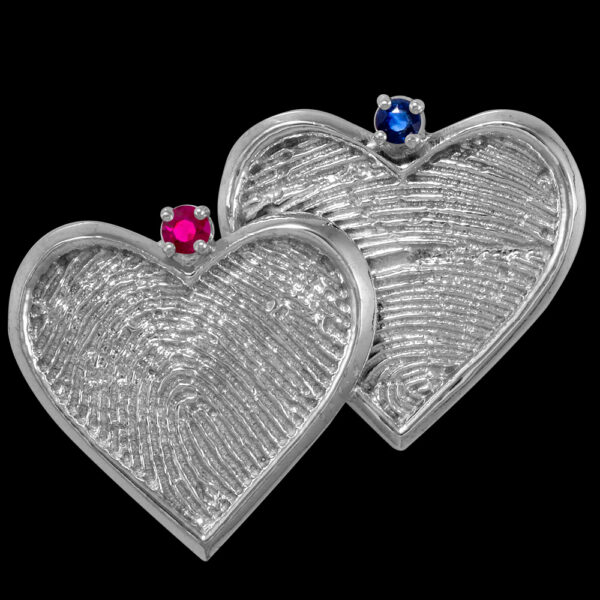 ...Silver Double Heart with Birthstone... (#63)