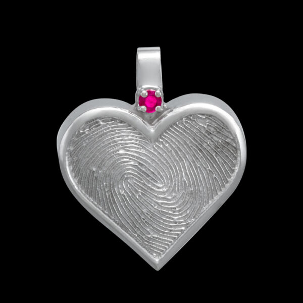 Silver Heart Cremation Pendant with Birthstone (#113)