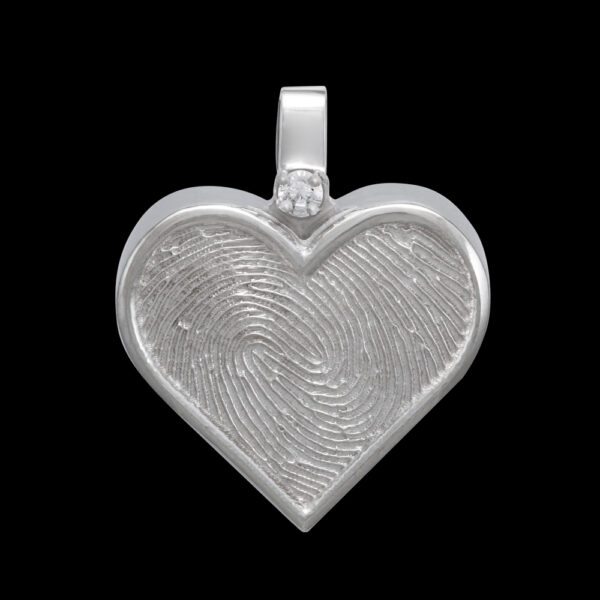 Silver Heart Cremation Pendant with Diamond (#115)
