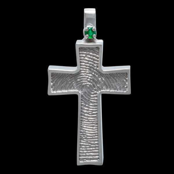 Silver Cross Cremation Pendant with Birthstone (#123)
