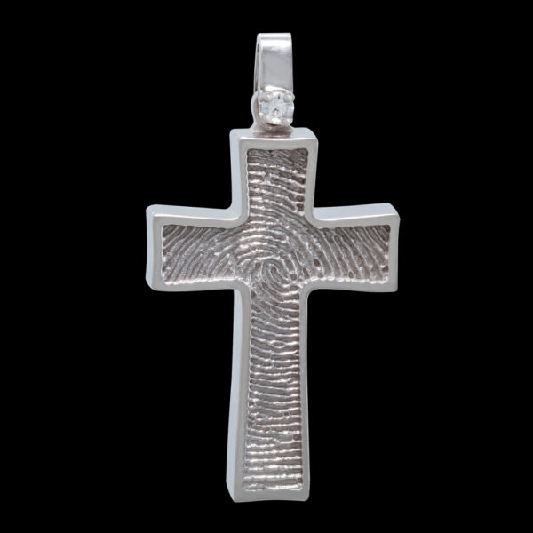 Silver Cross Cremation Pendant with Diamond (#125)