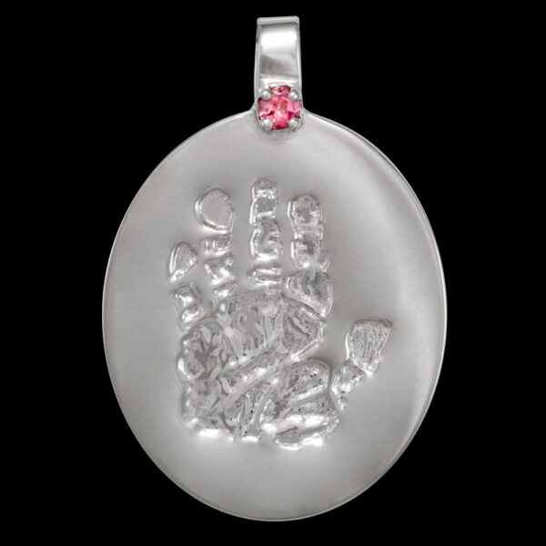 Large Silver Pendant with Birthstone [Child] (#13L)