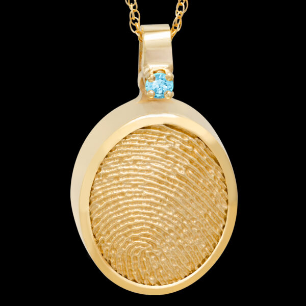 Gold Cremation Pendant with Birthstone and Chain (#204)