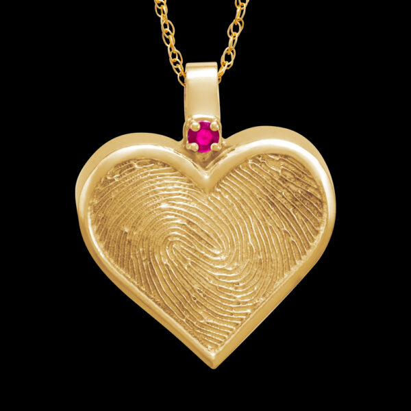 Gold Heart Cremation Pendant with Birthstone & Chain (#214)