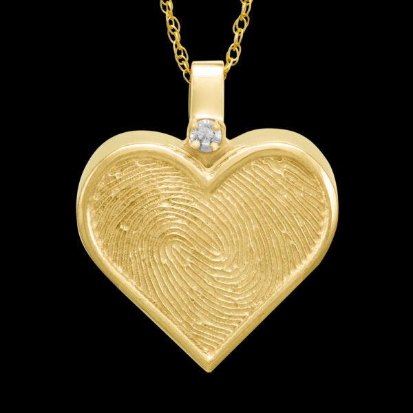 Gold Heart Cremation Pendant with Diamond & Chain (#216)