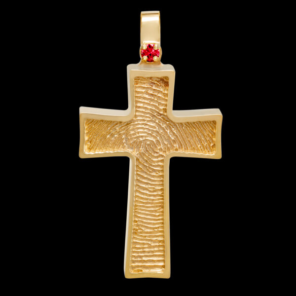 Gold Cross Cremation Pendant with Birthstone (#223)