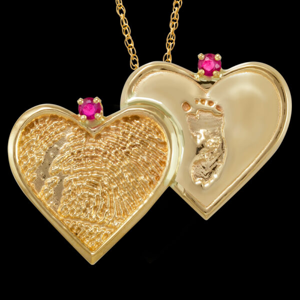 ..Gold Double Heart with Birthstone & Chain.. (#94)