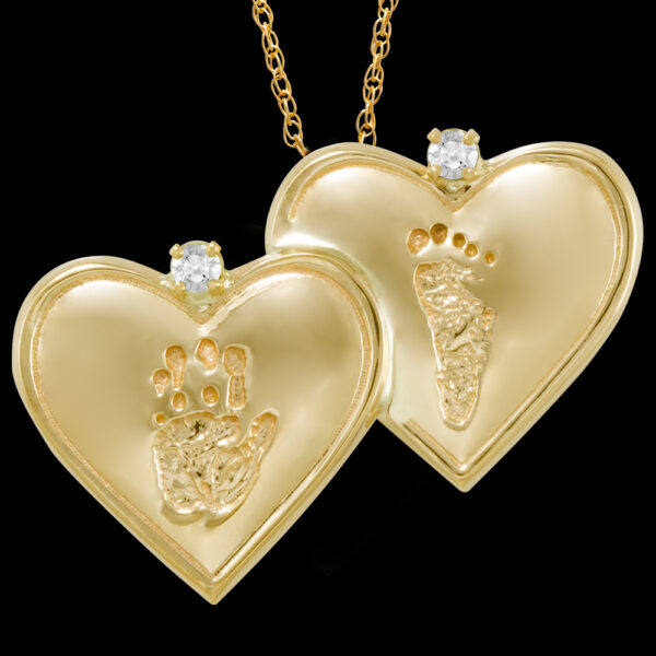 Gold Double Heart with Diamond & Chain (#96)