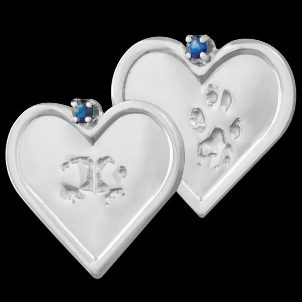 ...Silver Double Heart with Birthstone... [Paw] (#63)